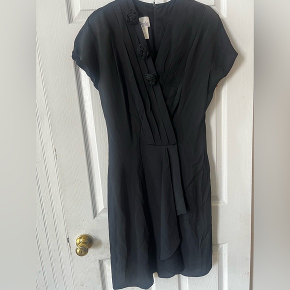 Nina Piccalino Elegant Black Pleated Midi Dress - Picture 1 of 10